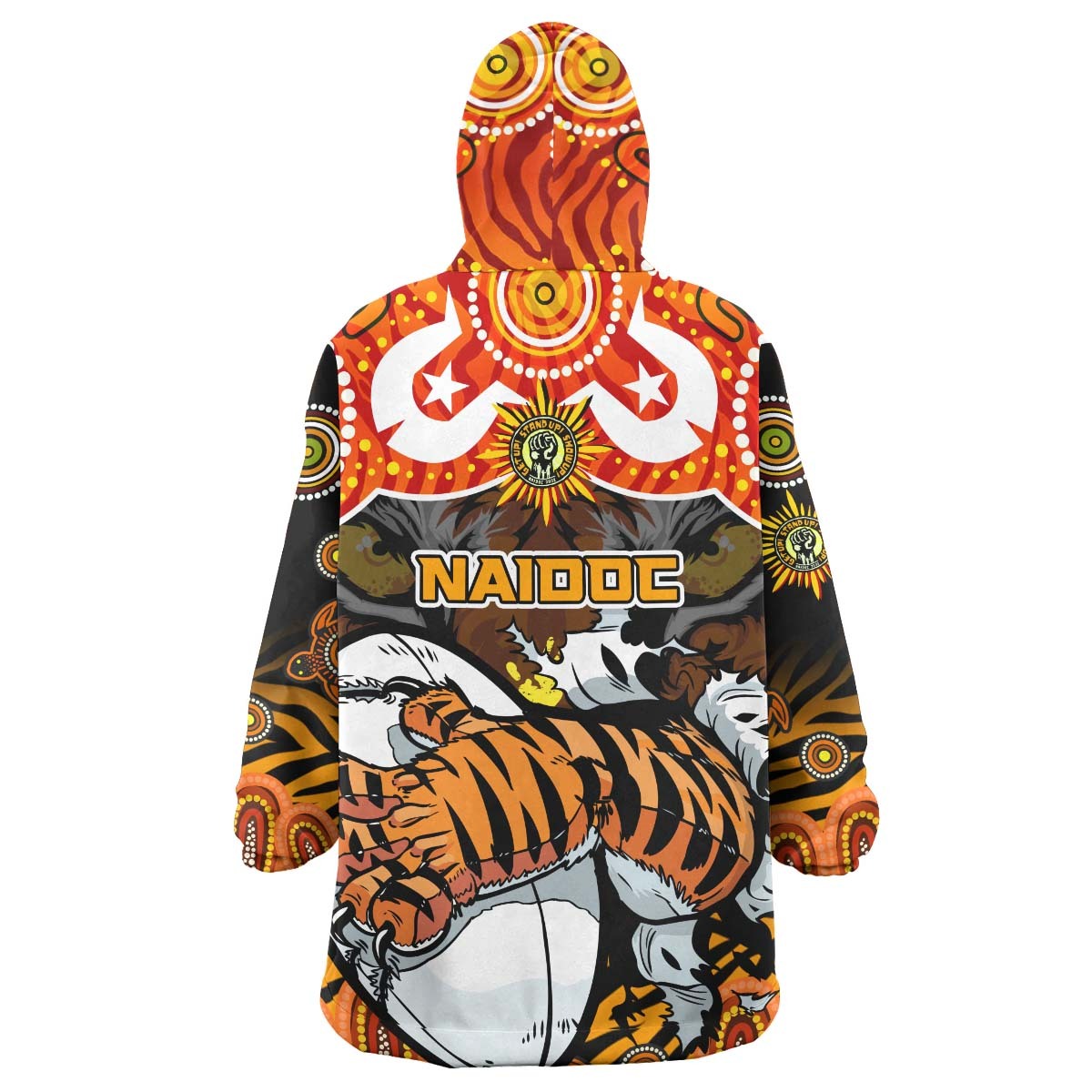 tigers-rugby-snug-hoodie-custom-naidoc-week-and-torres-strait-island-with-aboriginal-culture-dot-painting-oodie-blanket