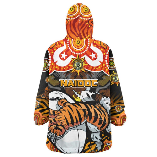 tigers-rugby-snug-hoodie-custom-naidoc-week-and-torres-strait-island-with-aboriginal-culture-dot-painting-oodie-blanket