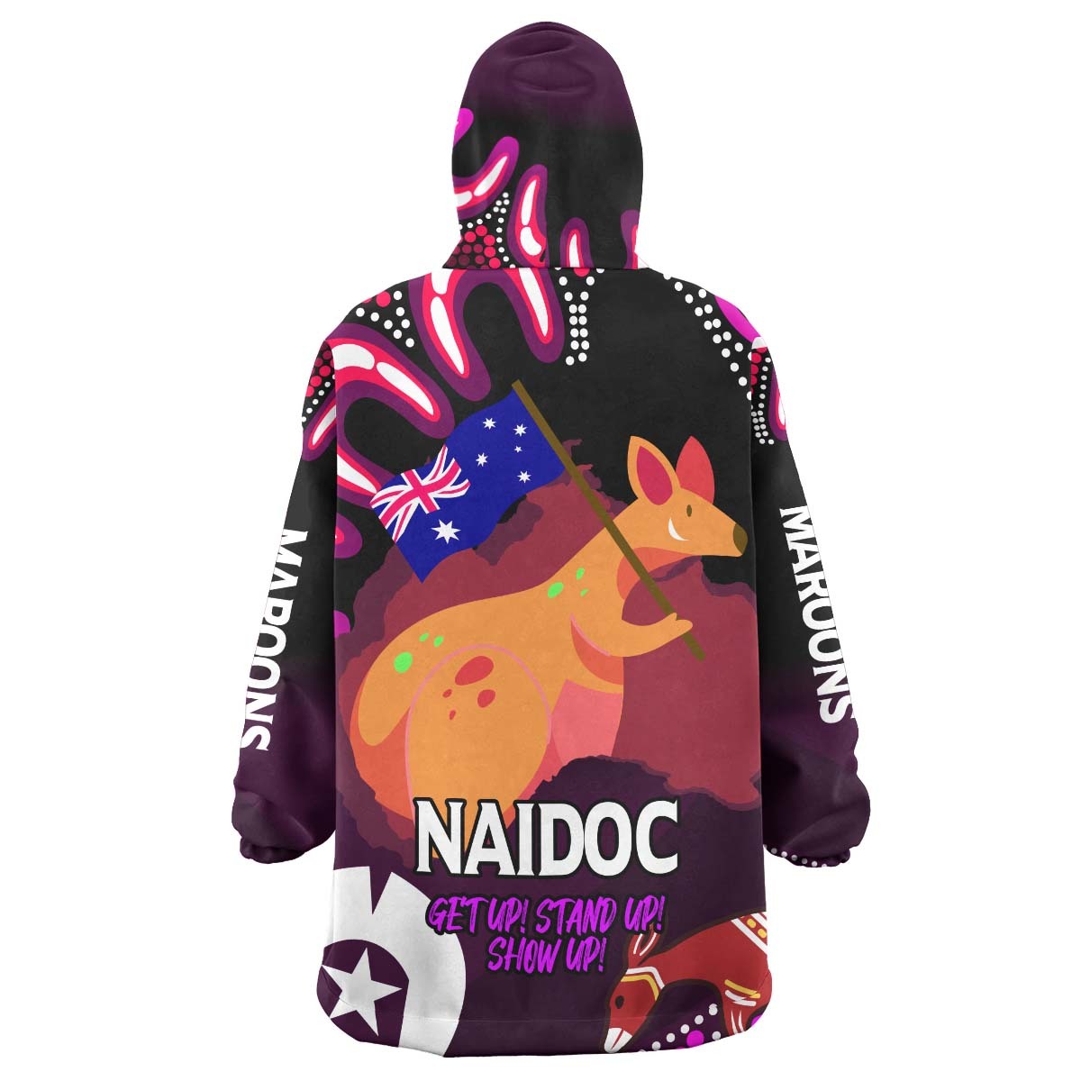 maroons-rugby-snug-hoodie-custom-naidoc-week-get-up-stand-up-show-up-maroons-kangaroo-with-aboriginal-patterns-oodie-blanket