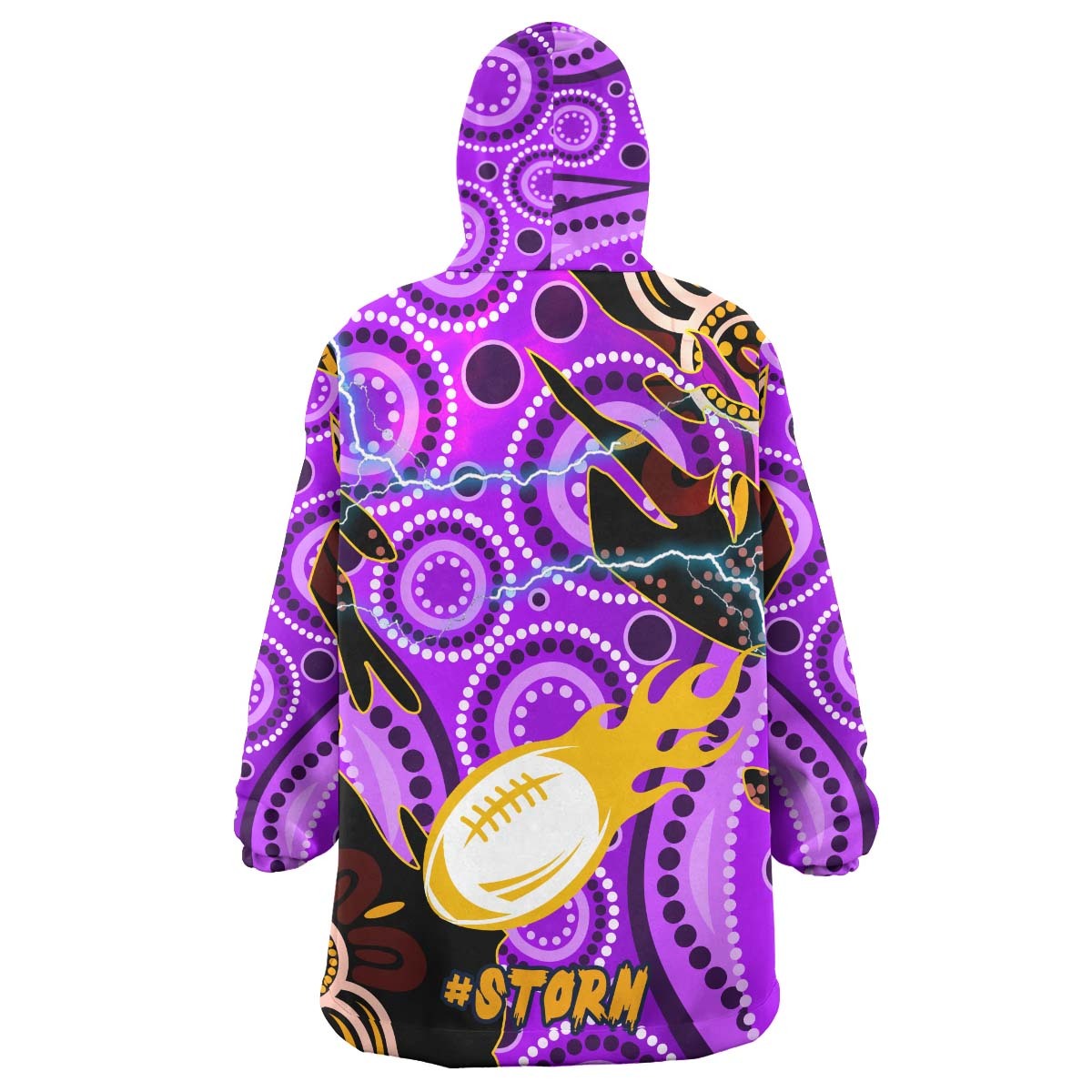 storm-rugby-snug-hoodie-custom-melbourne-storm-rugby-team-with-aboriginal-dot-painting-and-indigenous-pattern-oodie-blanket