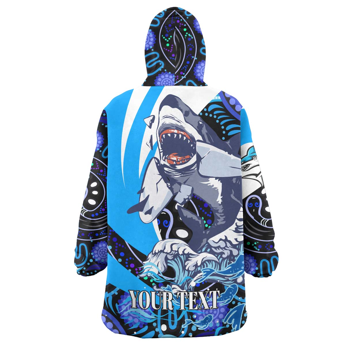 sharks-rugby-snug-hoodie-custom-angry-sharks-rugby-team-with-aboriginal-dot-painting-player-and-number-oodie-blanket