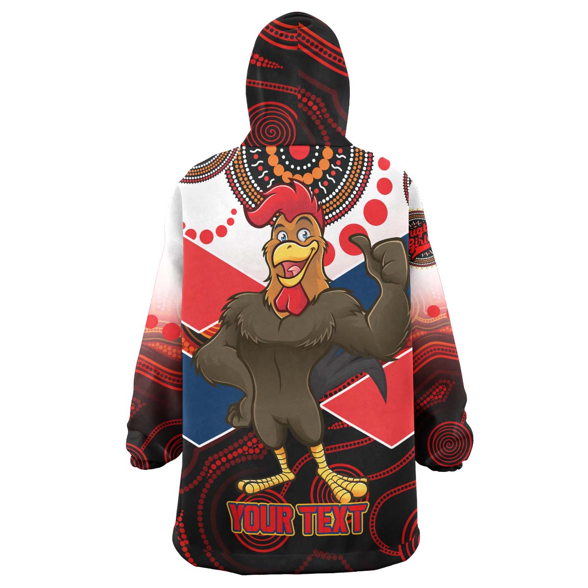 nrlw-roosters-rugby-snug-hoodie-custom-womens-rugby-league-with-aboriginal-dot-painting-style-player-and-number-oodie-blanket