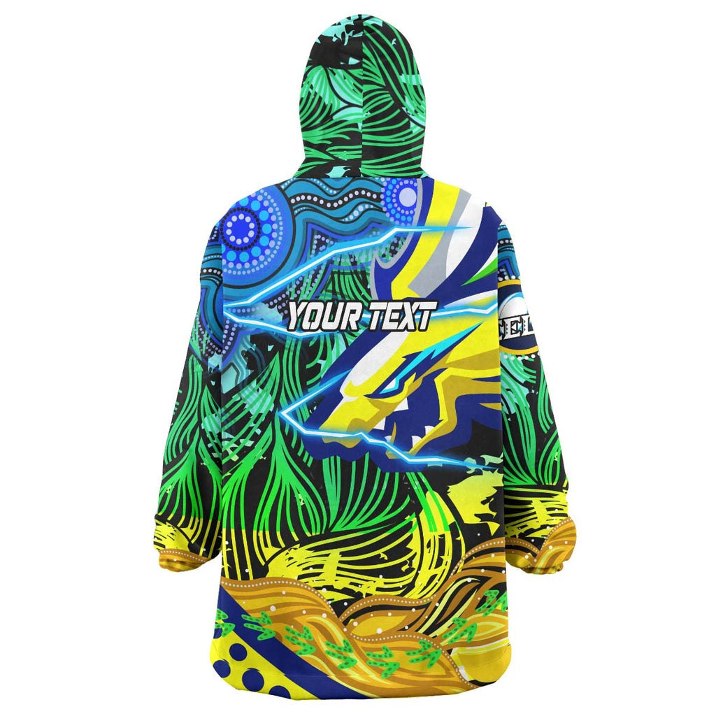 eels-rugby-snug-hoodie-custom-paramata-electric-eels-with-aboriginal-dot-painting-player-and-number-oodie-blanket