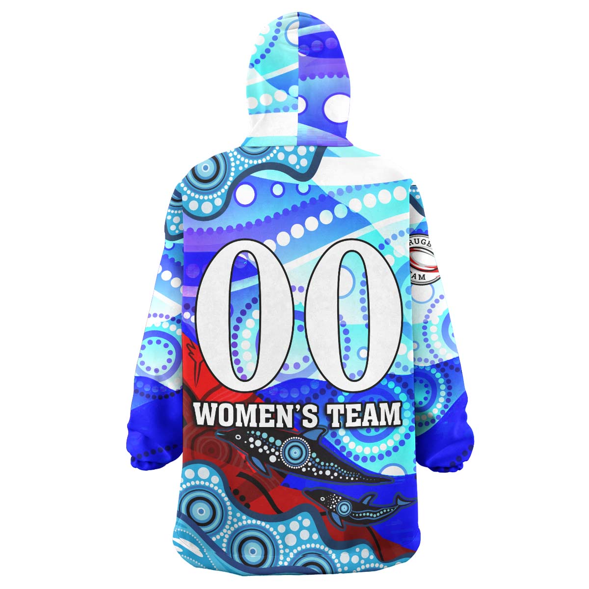 nrlw-knights-rugby-snug-hoodie-custom-woman-knights-with-aboriginal-dot-painting-style-player-and-number-woman-oodie-blanket