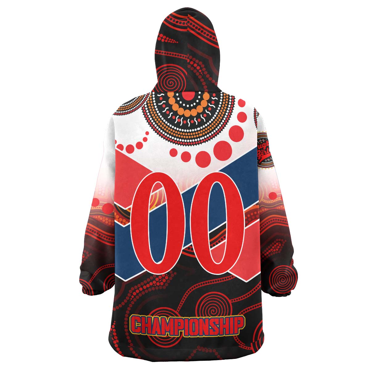 nrlw-roosters-rugby-snug-hoodie-custom-womens-rugby-league-with-aboriginal-dot-painting-style-player-and-number-oodie-blanket