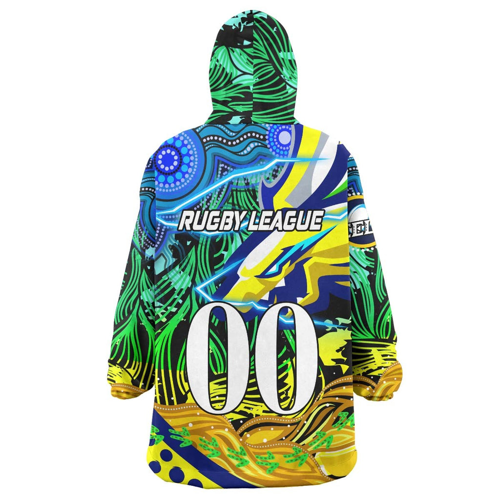 eels-rugby-snug-hoodie-custom-paramata-electric-eels-with-aboriginal-dot-painting-player-and-number-oodie-blanket