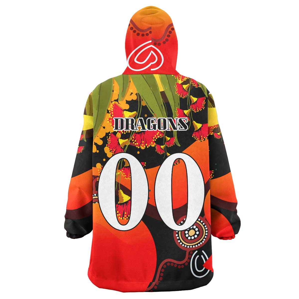 nrlw-stgeorge-rugby-snug-hoodie-custom-cute-dragons-with-aboriginal-dot-painting-style-player-and-number-woman-oodie-blanket