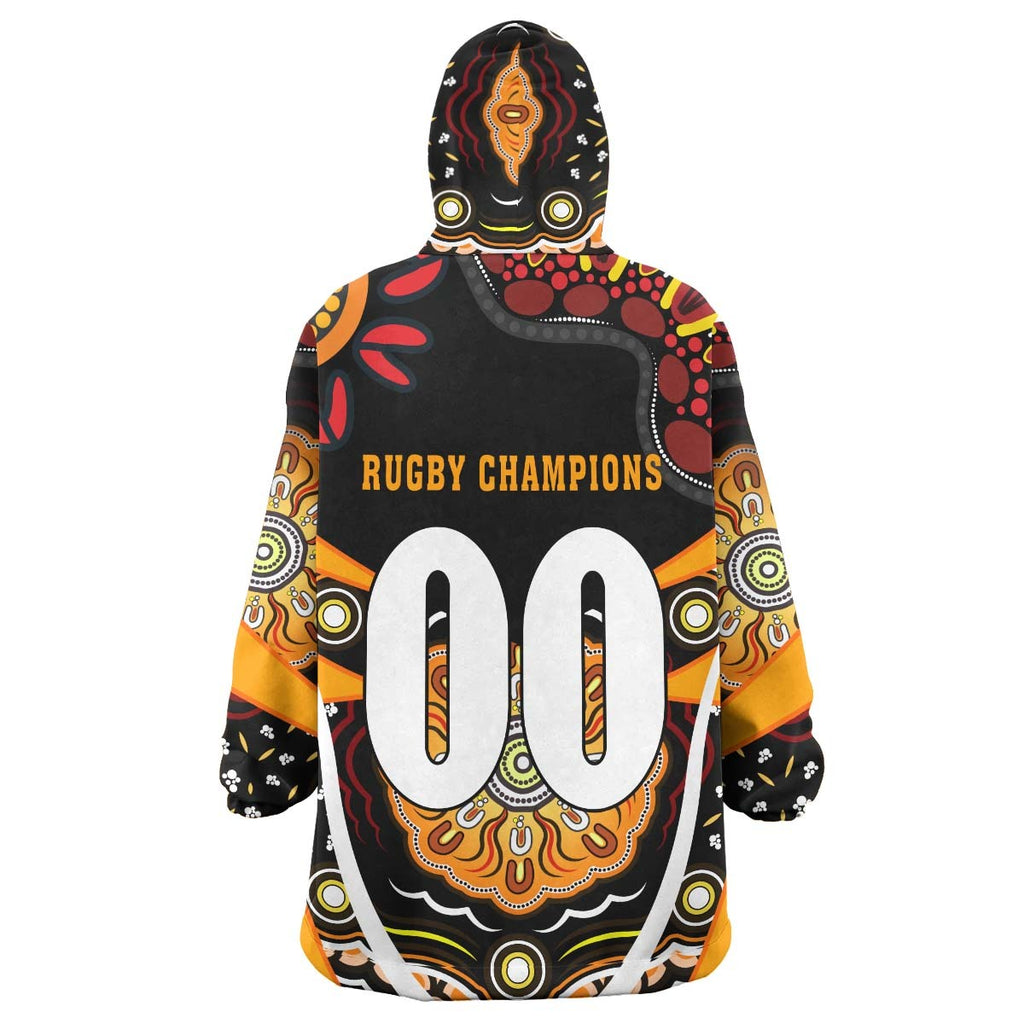 tigers-rugby-snug-hoodie-custom-tigers-rugby-ball-with-aboriginal-dot-painting-art-player-and-number-oodie-blanket