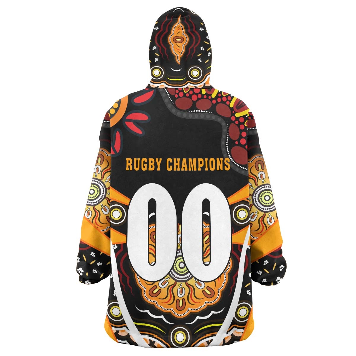 tigers-rugby-snug-hoodie-custom-tigers-rugby-ball-with-aboriginal-dot-painting-art-player-and-number-oodie-blanket