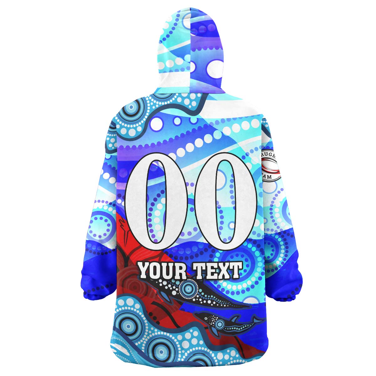 nrlw-knights-rugby-snug-hoodie-custom-woman-knights-with-aboriginal-dot-painting-style-player-and-number-woman-oodie-blanket