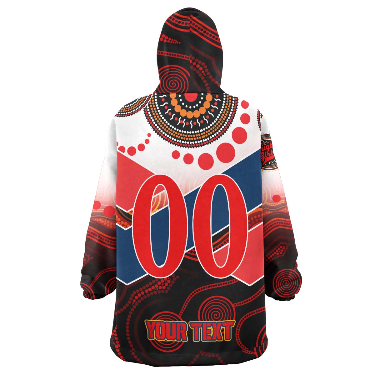 nrlw-roosters-rugby-snug-hoodie-custom-womens-rugby-league-with-aboriginal-dot-painting-style-player-and-number-oodie-blanket