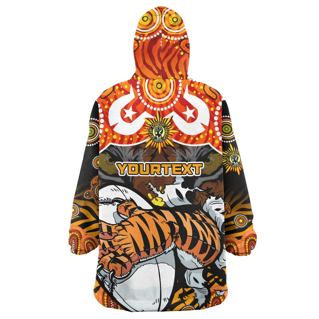 tigers-rugby-snug-hoodie-custom-naidoc-week-and-torres-strait-island-with-aboriginal-culture-dot-painting-oodie-blanket