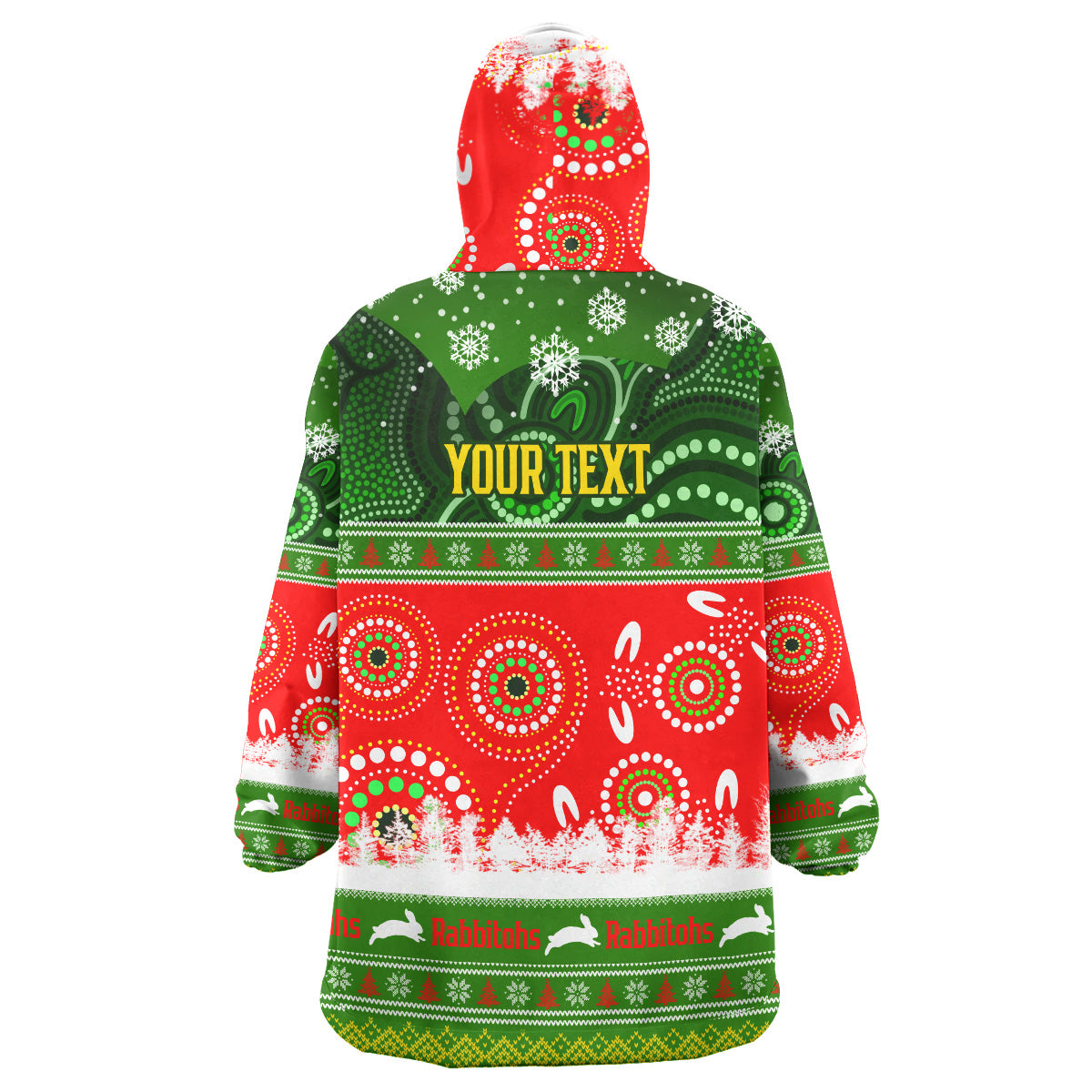 rabbitohs-rugby-christmas-snug-hoodie-custom-rabbitohs-ugly-christmas-and-aboriginal-patterns-wearable-blanket-hoodie