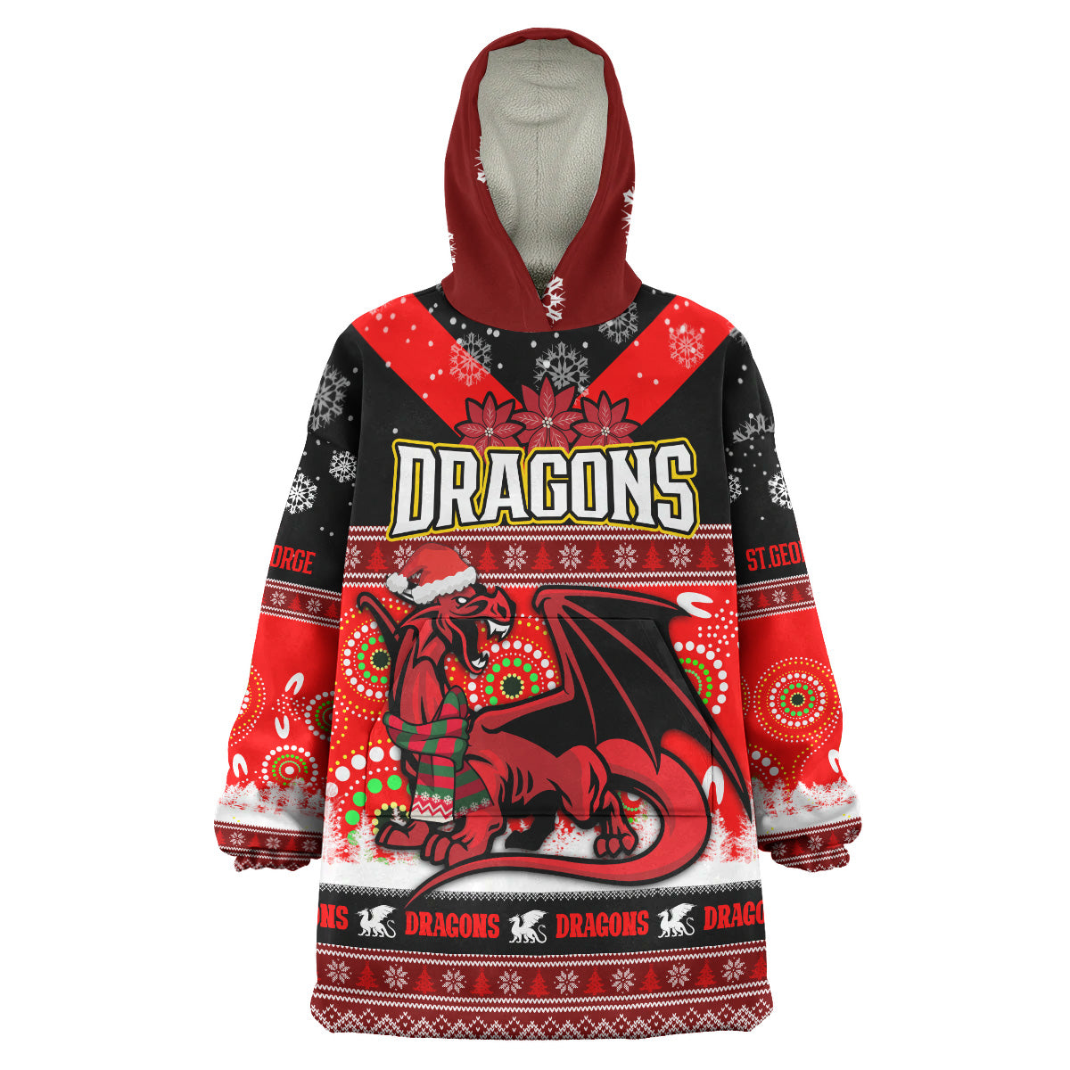 stgeorge-rugby-christmas-snug-hoodie-custom-dragons-ugly-christmas-and-aboriginal-patterns-wearable-blanket-hoodie