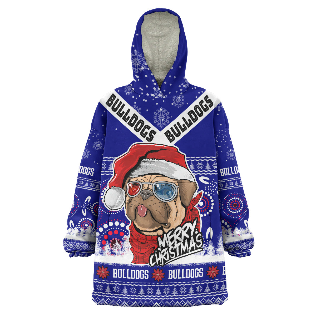 bulldogs-rugby-christmas-snug-hoodie-custom-bulldogs-ugly-christmas-and-aboriginal-patterns-wearable-blanket-hoodie