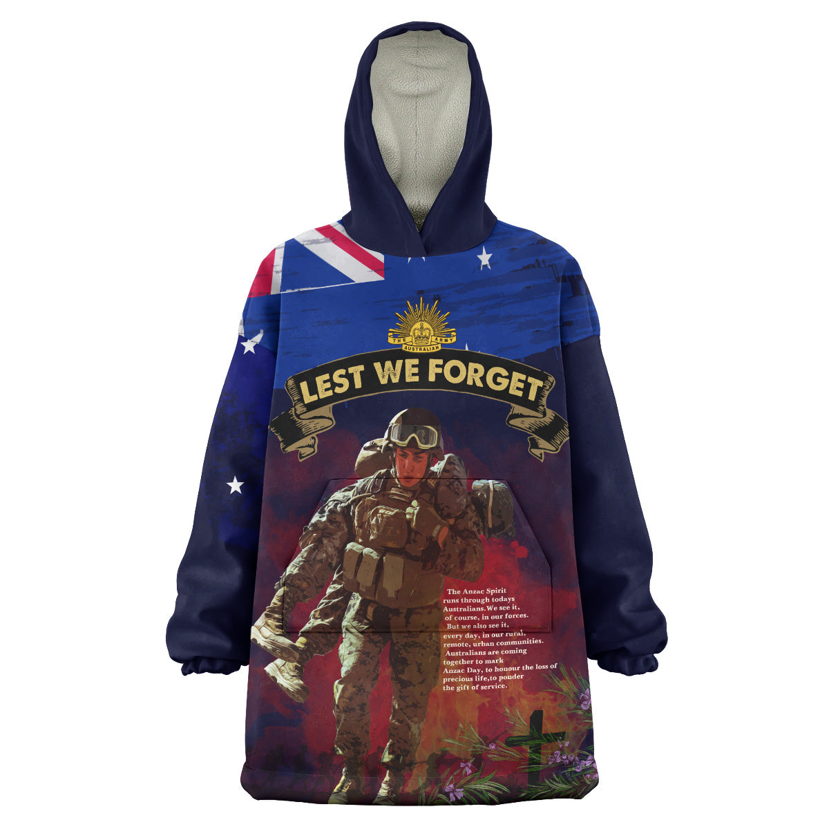 australia-anzac-day-wearable-blanket-hoodie-custom-lest-we-forget-rosemary-soldier-anzac-spirit-wearable-blanket-hoodie