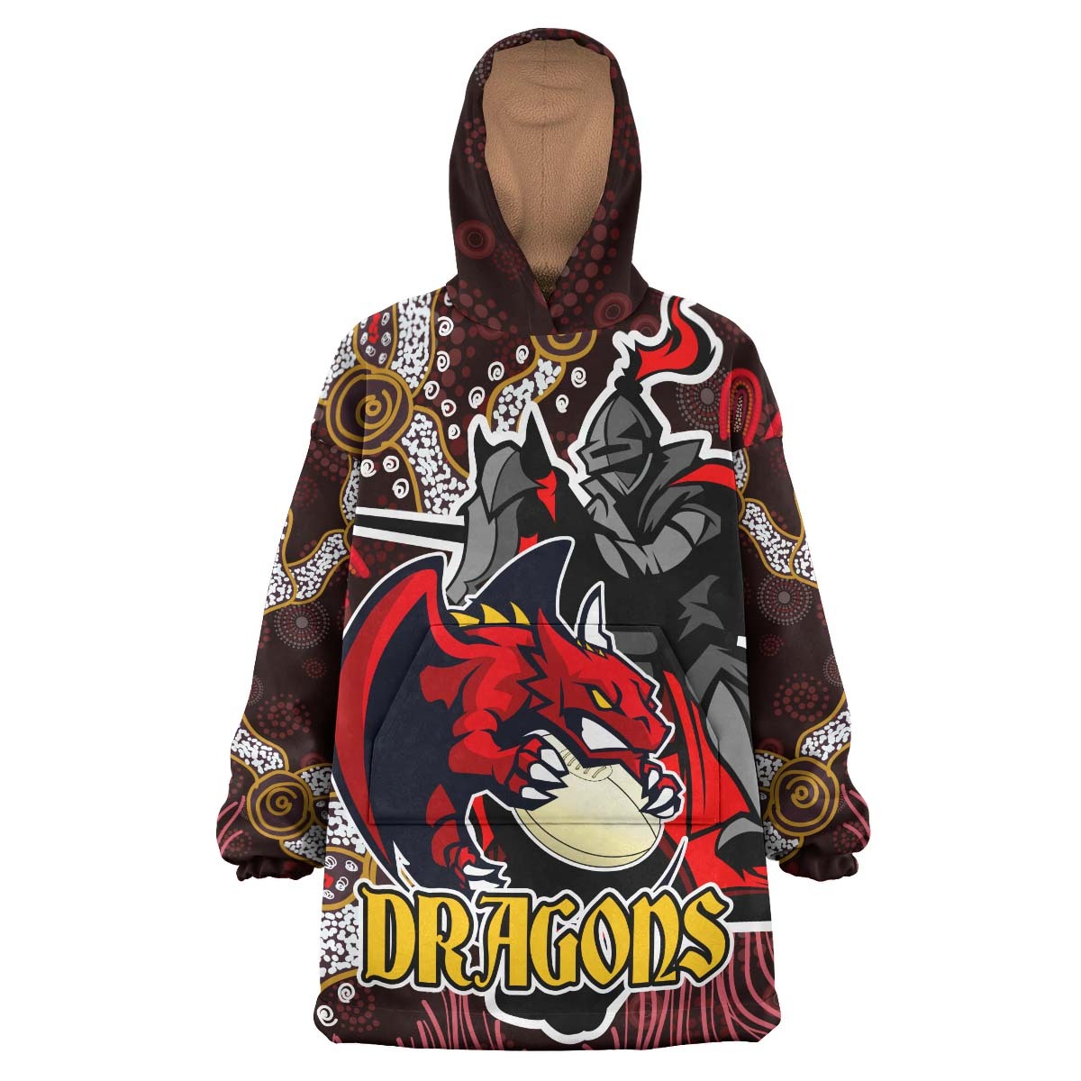 stgeorge-rugby-snug-hoodie-custom-dragons-with-rugby-ball-and-knight-contemporary-style-of-aboriginal-oodie-blanket