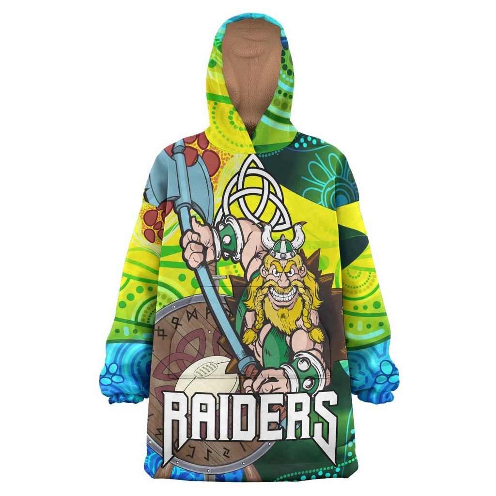 raiders-rugby-snug-hoodie-custom-vikings-pride-with-aboriginal-dot-painting-style-player-and-number-oodie-blanket