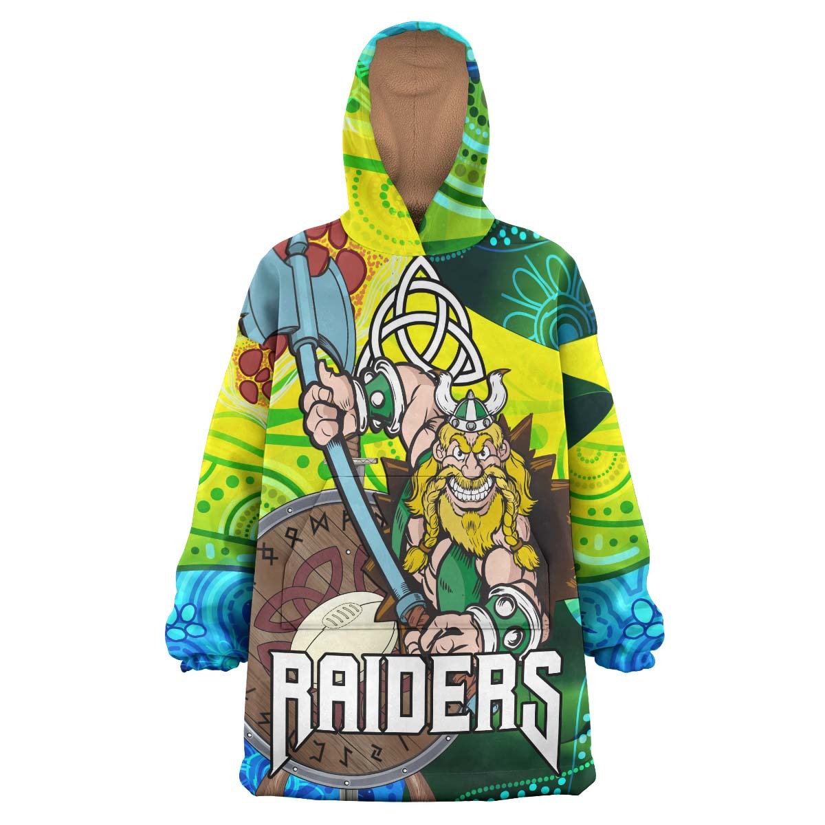 raiders-rugby-snug-hoodie-custom-vikings-pride-with-aboriginal-dot-painting-style-player-and-number-oodie-blanket