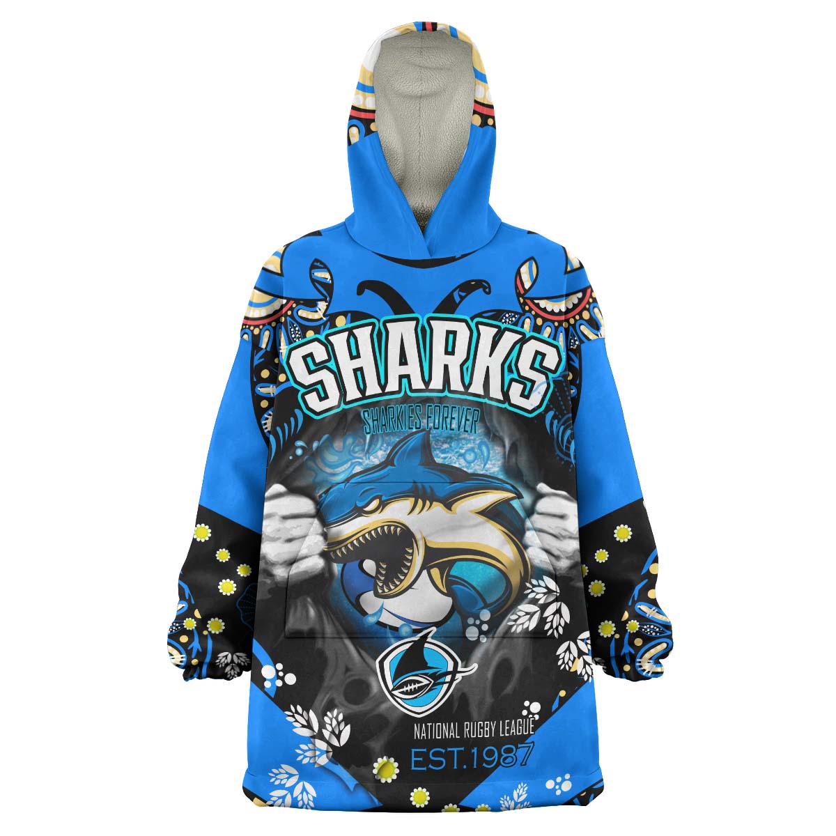sharks-rugby-snug-hoodie-custom-personalised-sharkies-forever-with-aboriginal-culture-league-rugby-team-oodie-blanket