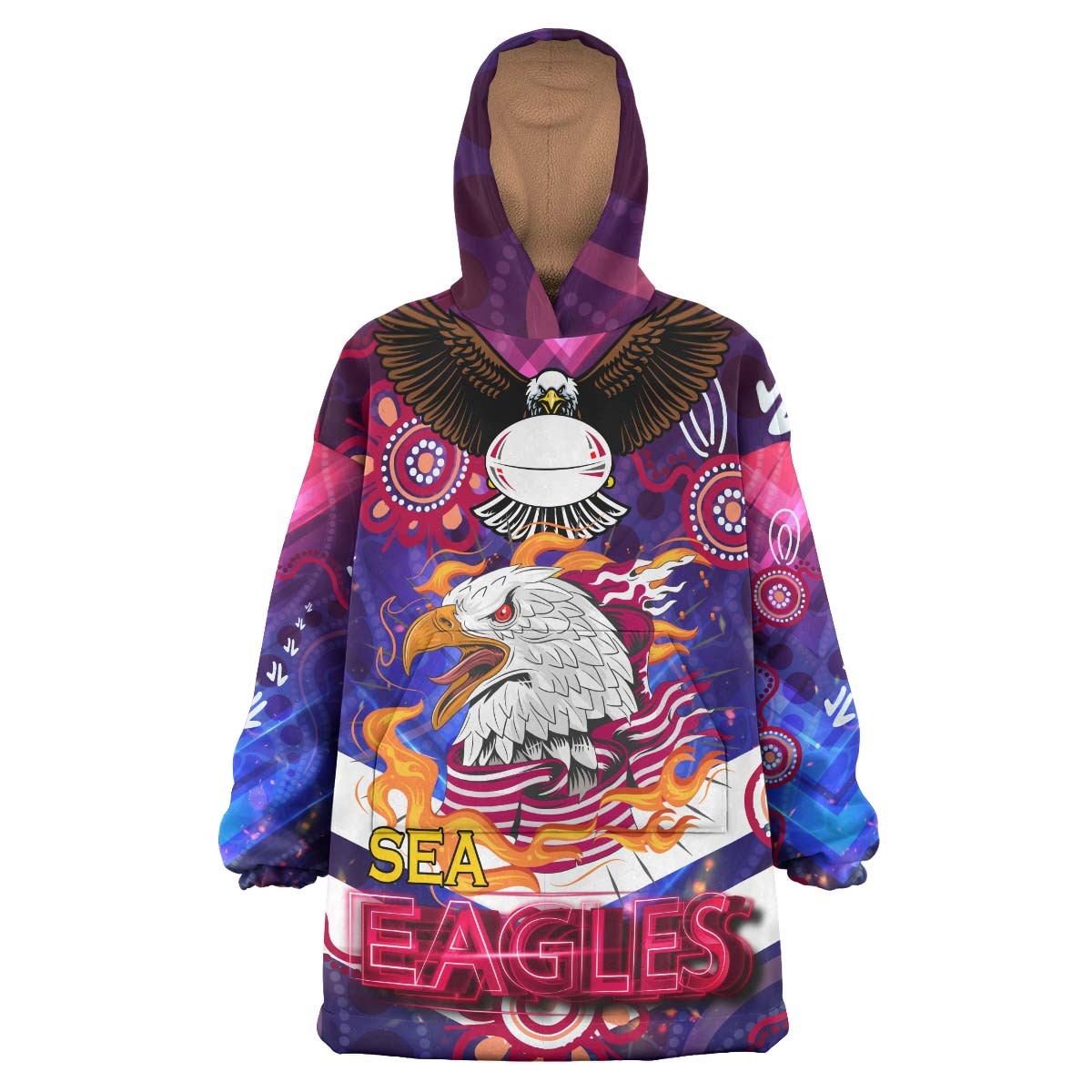 sea-eagles-rugby-snug-hoodie-custom-sea-eagles-champions-with-aboriginal-abstract-dot-painting-player-and-number-oodie-blanket
