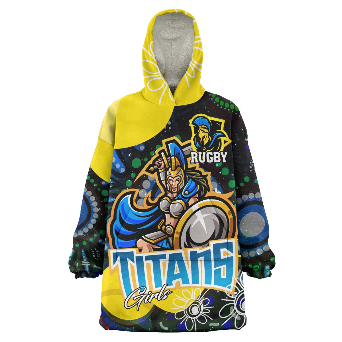 nrlw-titans-rugby-snug-hoodie-custom-titans-rugby-aboriginal-dot-painting-player-and-number-woman-oodie-blanket
