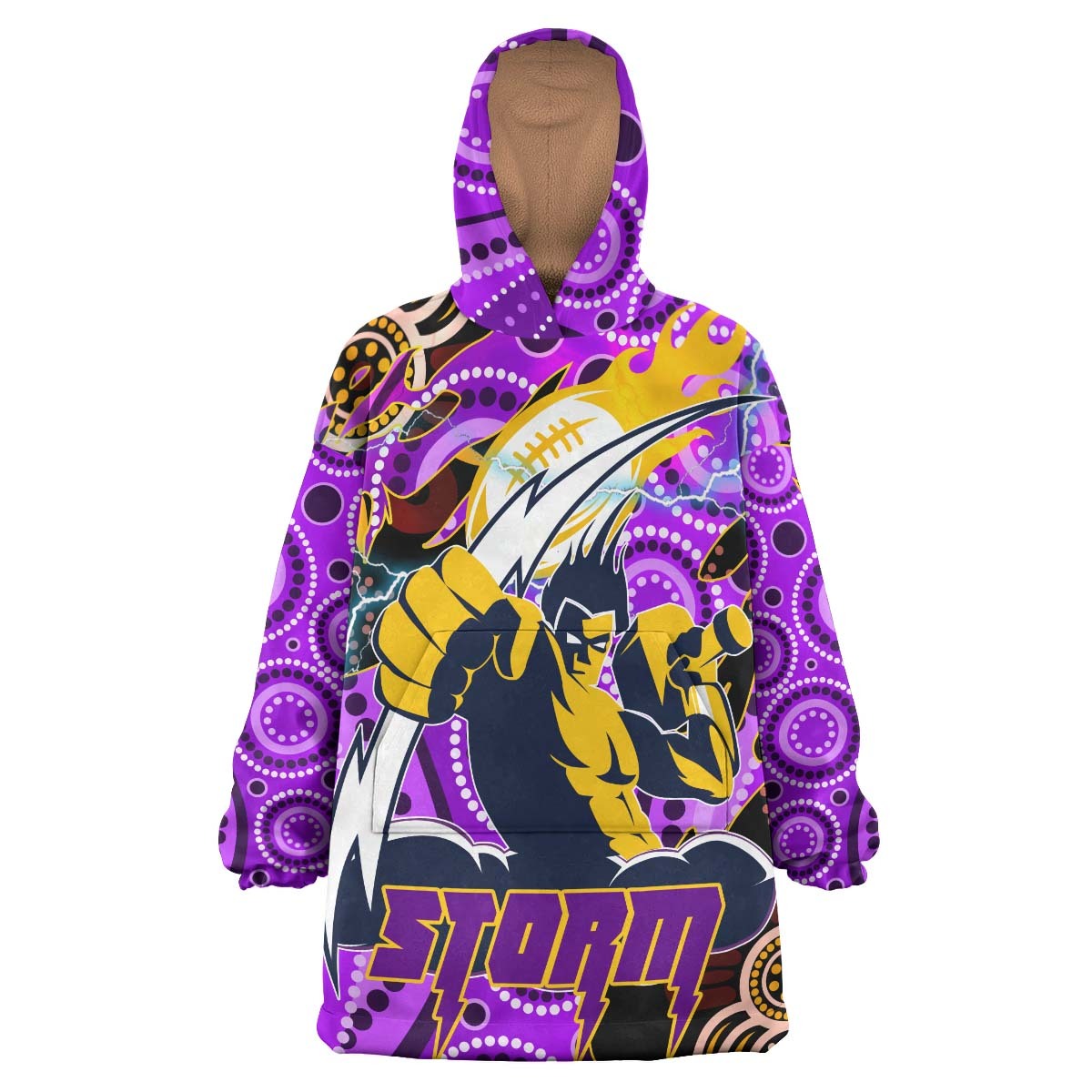 storm-rugby-snug-hoodie-custom-melbourne-storm-rugby-team-with-aboriginal-dot-painting-and-indigenous-pattern-oodie-blanket