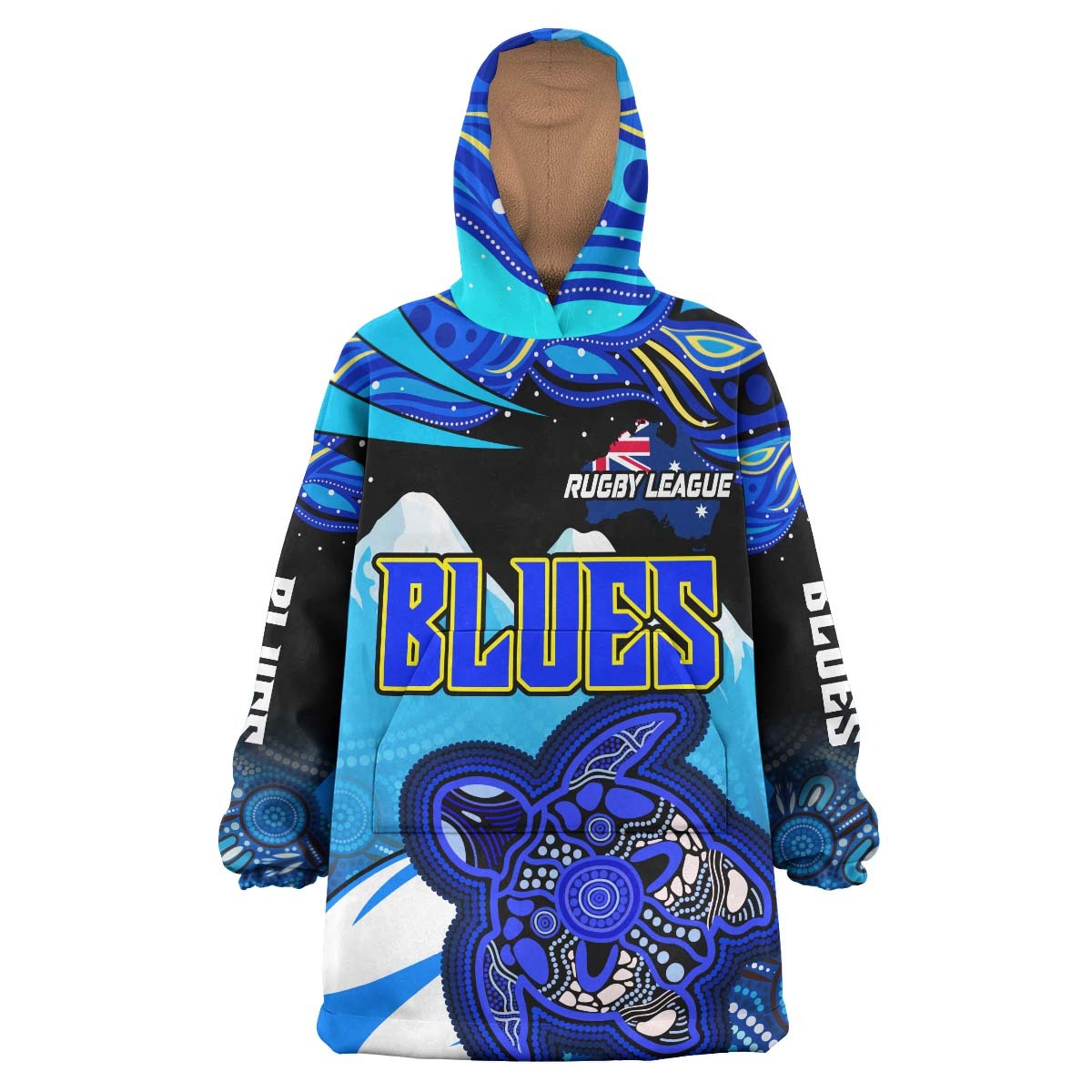 blues-rugby-snug-hoodie-blues-rugby-league-turtle-and-mountain-aboriginal-culture-oodie-blanket