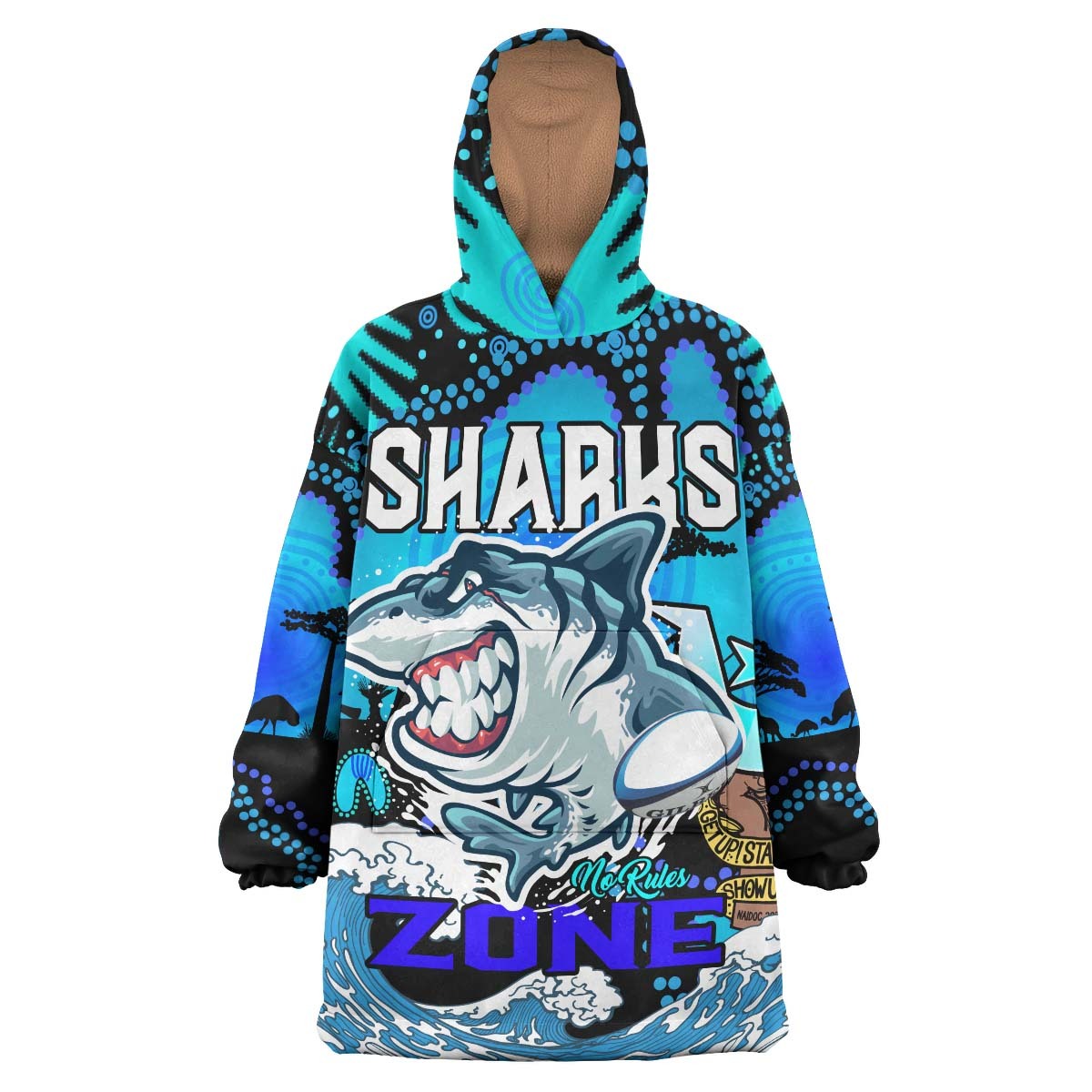 sharks-rugby-snug-hoodie-custom-naidoc-sharks-no-rules-zone-rugby-ball-torres-strait-with-aboriginal-culture-oodie-blanket