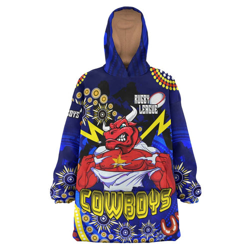 cowboys-rugby-snug-hoodie-custom-cowboys-bulls-with-aboriginal-dot-painting-player-and-number-oodie-blanket