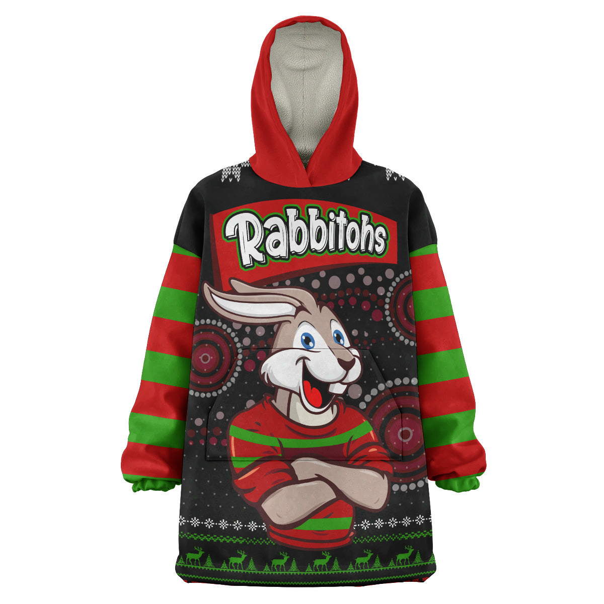 rabbitohs-rugby-christmas-snug-hoodie-custom-rabbitohs-ugly-christmas-knitted-wearable-blanket-hoodie