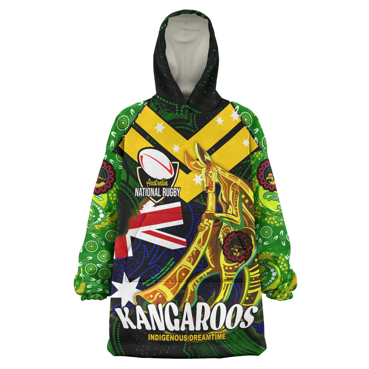 kangaroos-rugby-snug-hoodie-custom-kangaroo-national-rugby-league-indigenous-dreamtime-oodie-blanket