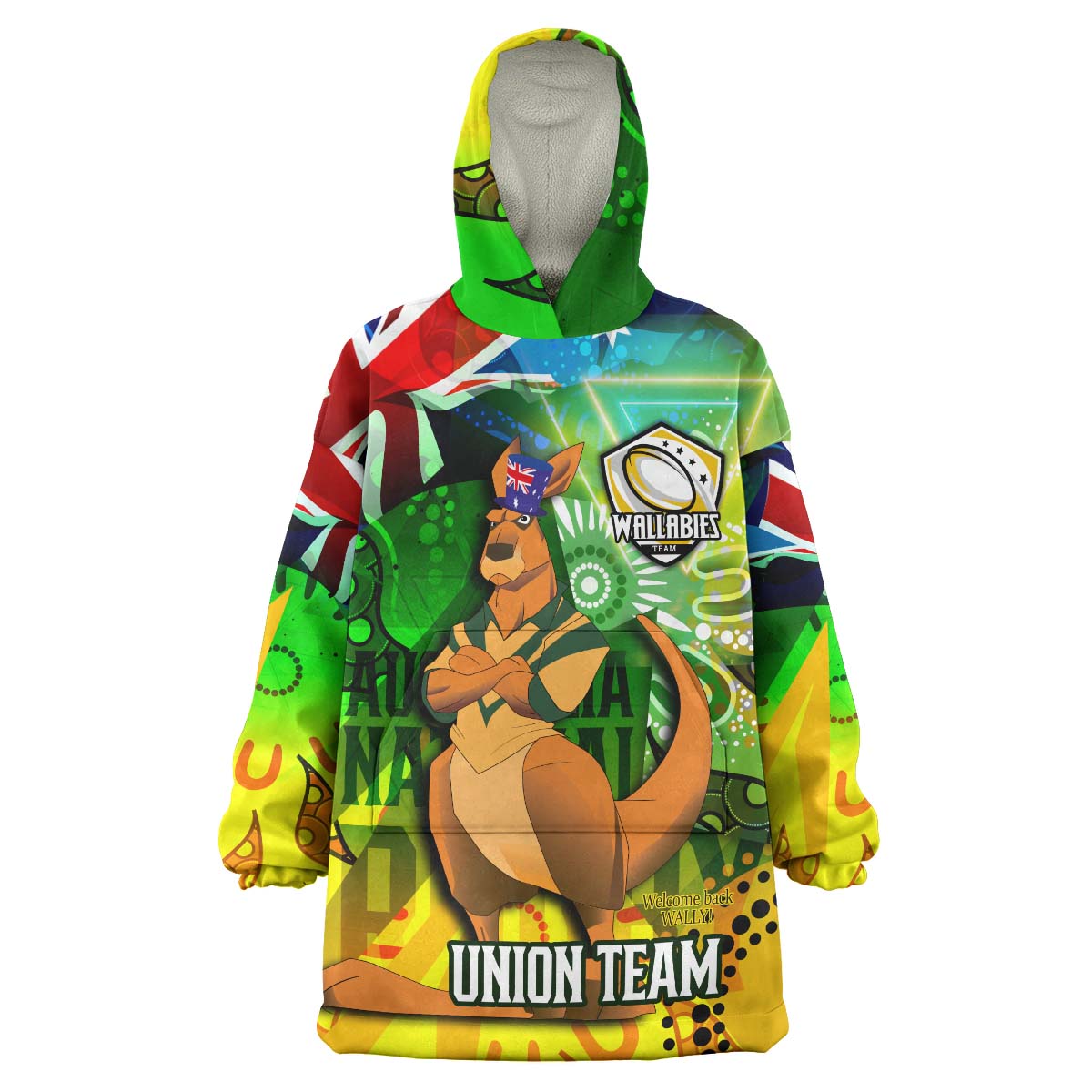 wallabies-rugby-snug-hoodie-custom-australia-national-rugby-championship-welcome-back-wally-aboriginal-oodie-blanket