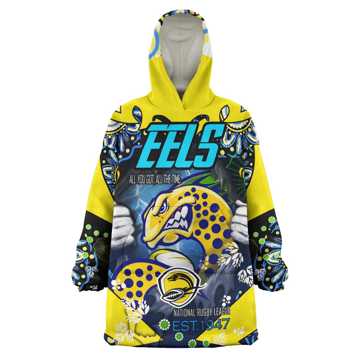 eels-rugby-snug-hoodie-custom-personalised-eels-all-you-got-all-the-time-aboriginal-player-and-number-oodie-blanket