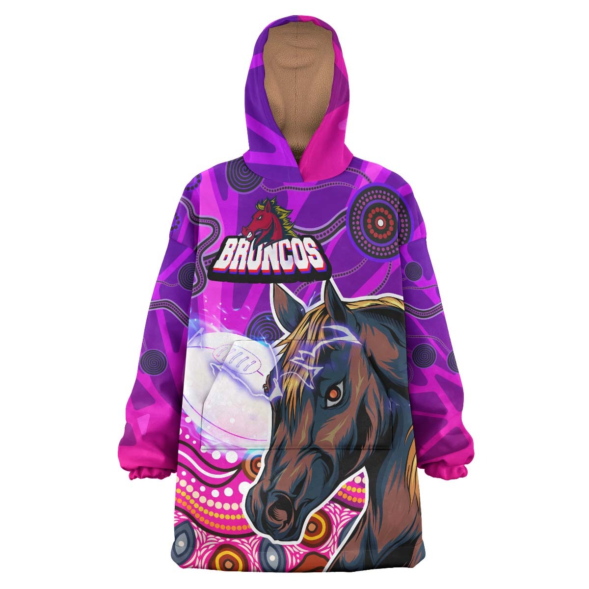 broncos-rugby-snug-hoodie-custom-low-poly-aboriginal-horse-dot-painting-oodie-blanket