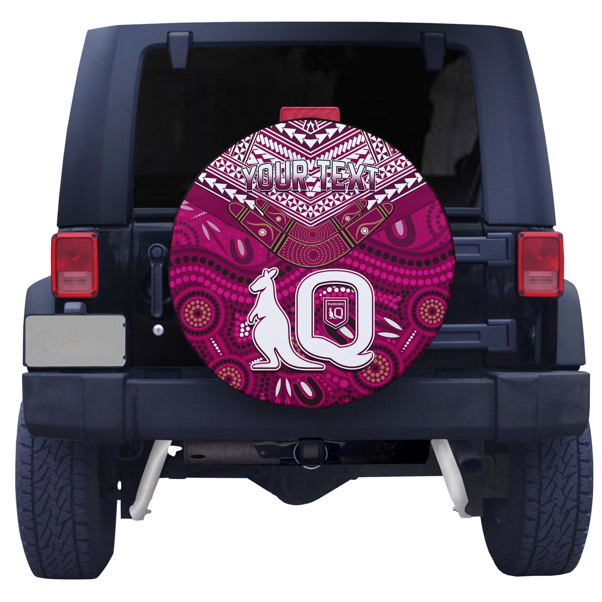 (Custom Personalised) QLD Maroons Spare Tire Cover Aboriginal and Polynesia Admirable LT13