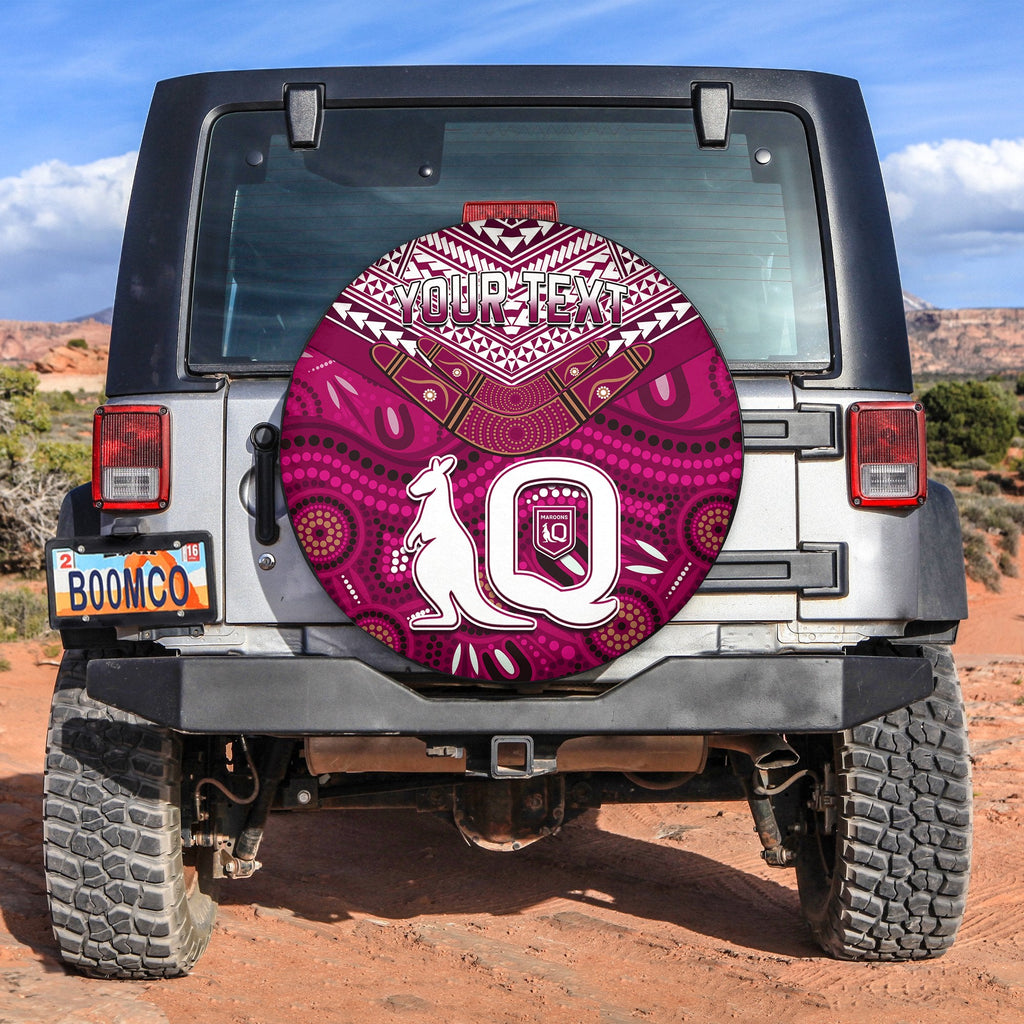 (Custom Personalised) QLD Maroons Spare Tire Cover Aboriginal and Polynesia Admirable LT13