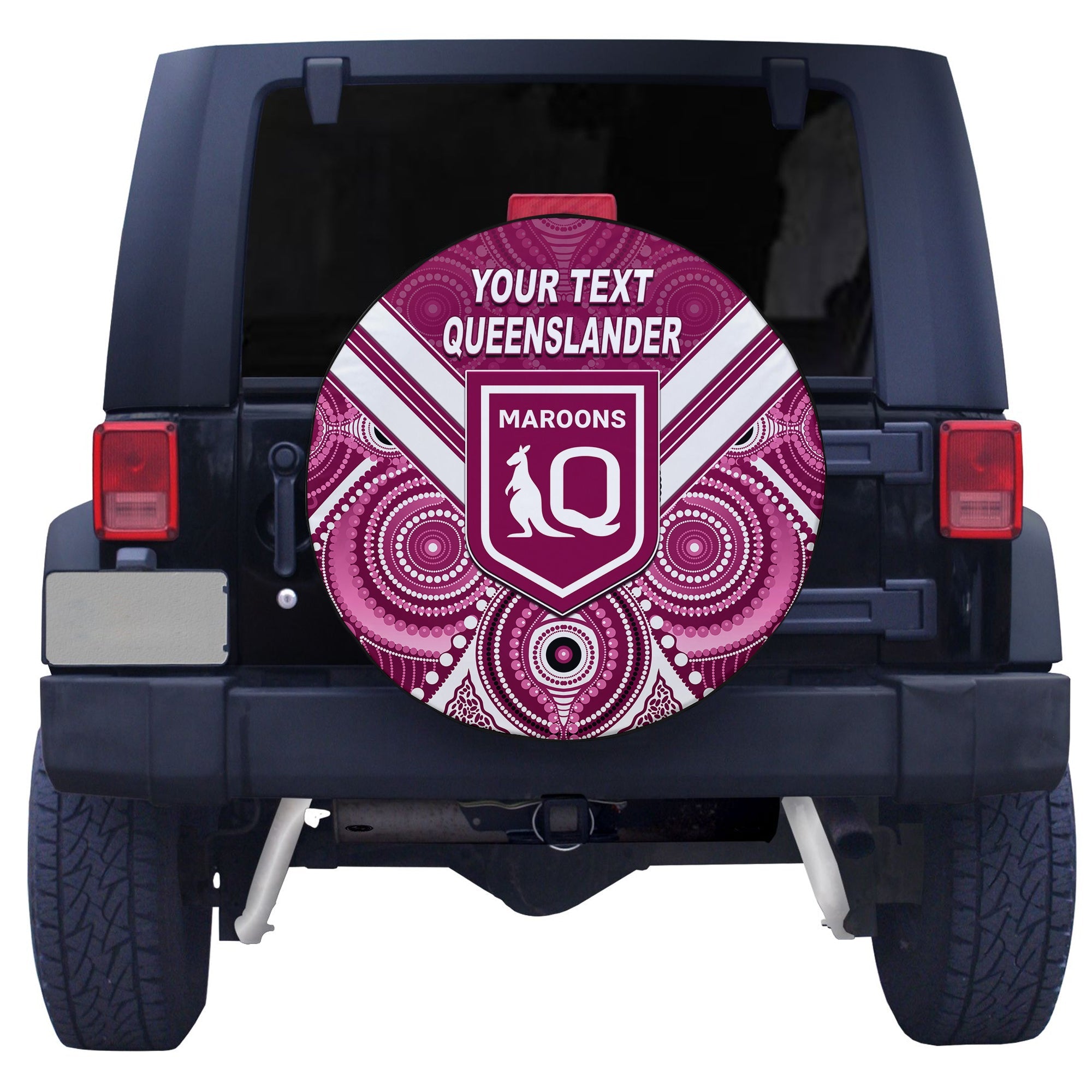 (Custom Personalised) Maroons Rugby Spare Tire Cover Aboriginal Queensland Origin LT13