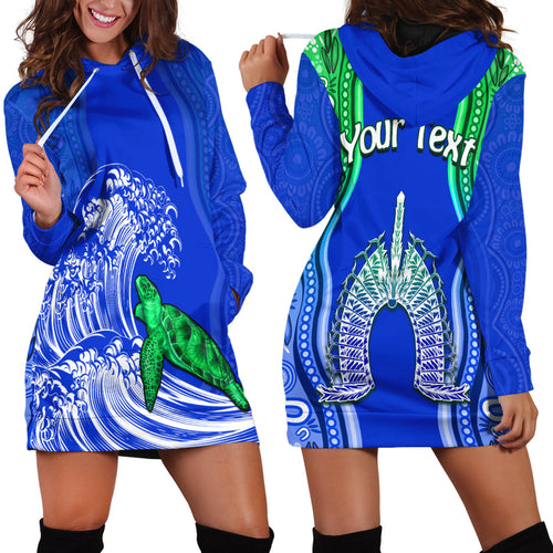 custom-personalised-torres-strait-islands-hoodie-dress-the-dhari-mix-aboriginal-turtle-version-blue