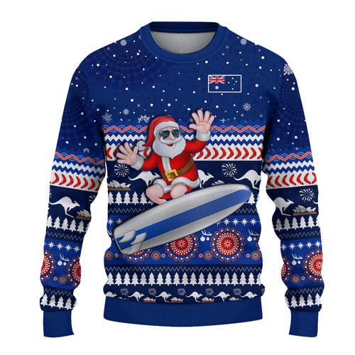 custom-text-and-number-australia-christmas-sweater-aussie-aboriginal-santa-claus-is-surfing-with-kangaroo