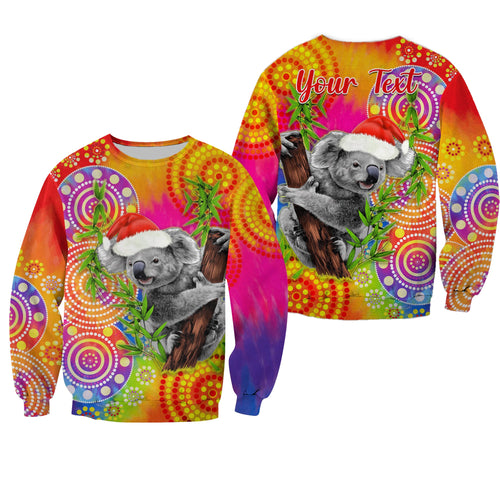 custom-personalised-australia-koala-aboriginal-sweatshirt-rainbow-tie-dye-merry-christmas