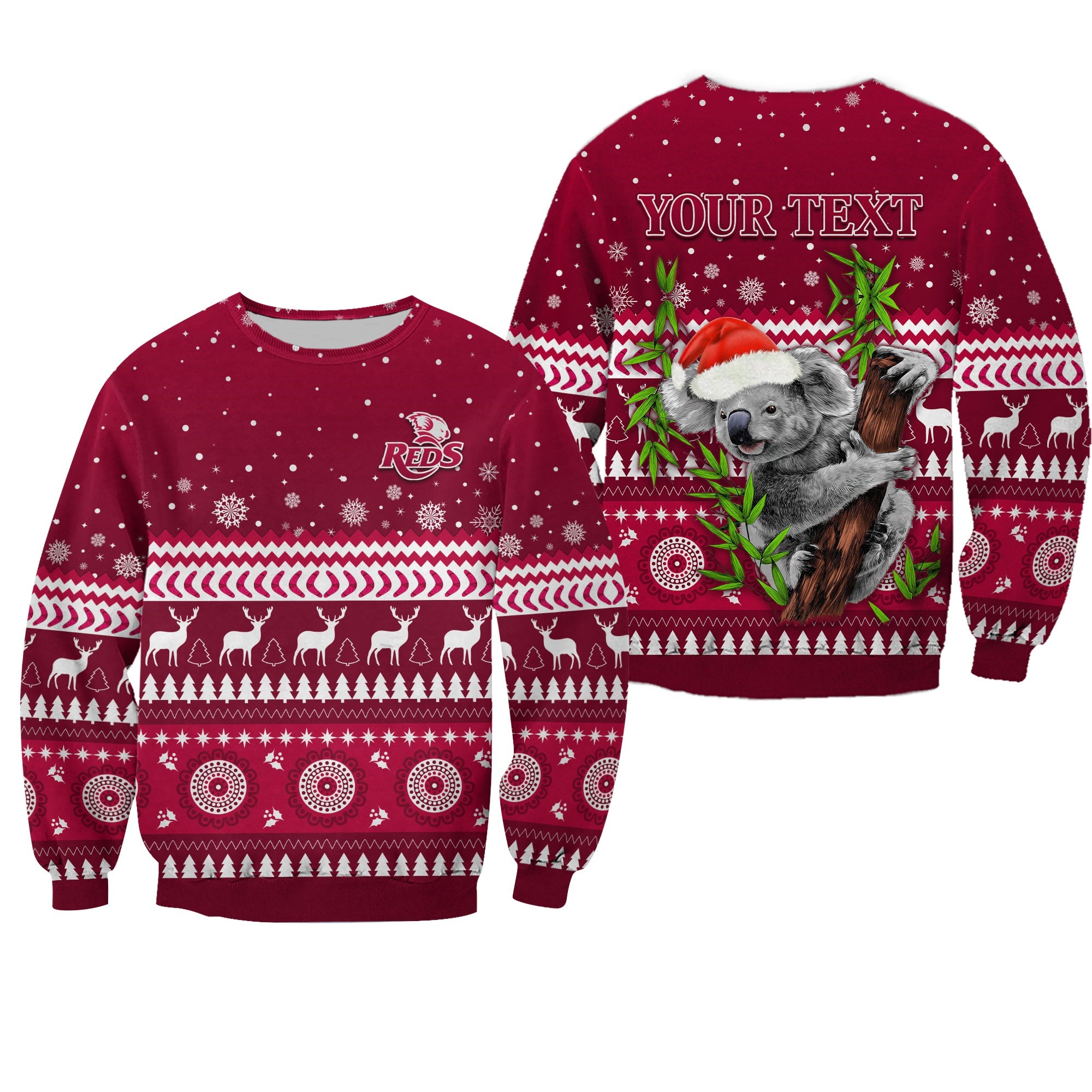 custom-personalised-reds-christmas-sweatshirt-queensland-rugby-indigenous