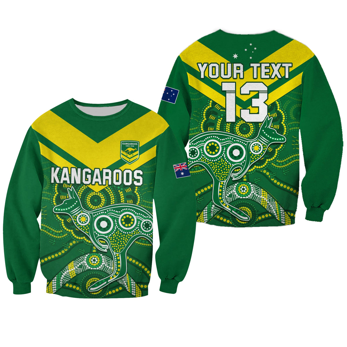 custom-text-and-number-australia-rugby-sweatshirt-kangaroos-boomerang-aboriginal