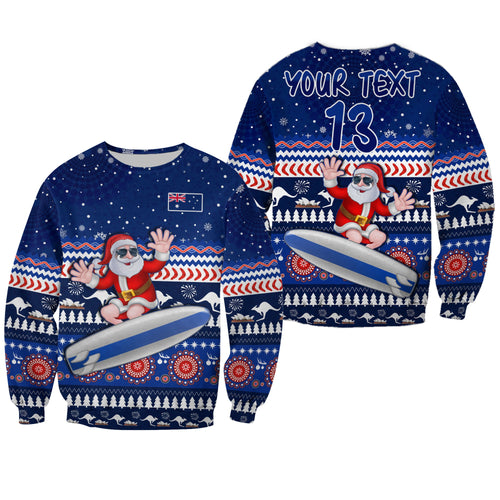 custom-text-and-number-australia-christmas-sweatshirt-aussie-aboriginal-santa-claus-is-surfing-with-kangaroo