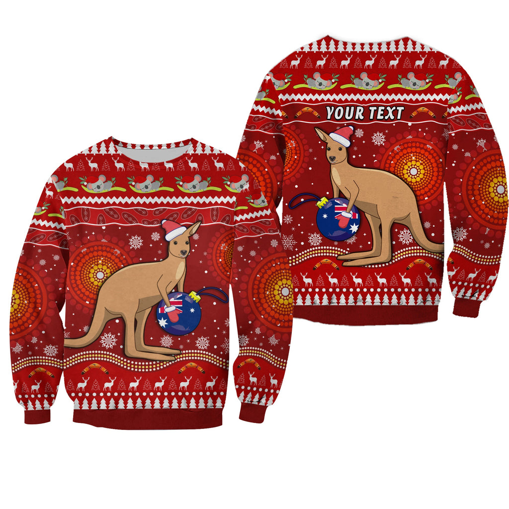 custom-personalised-australia-christmas-sweatshirt-aboriginal-kangaroo