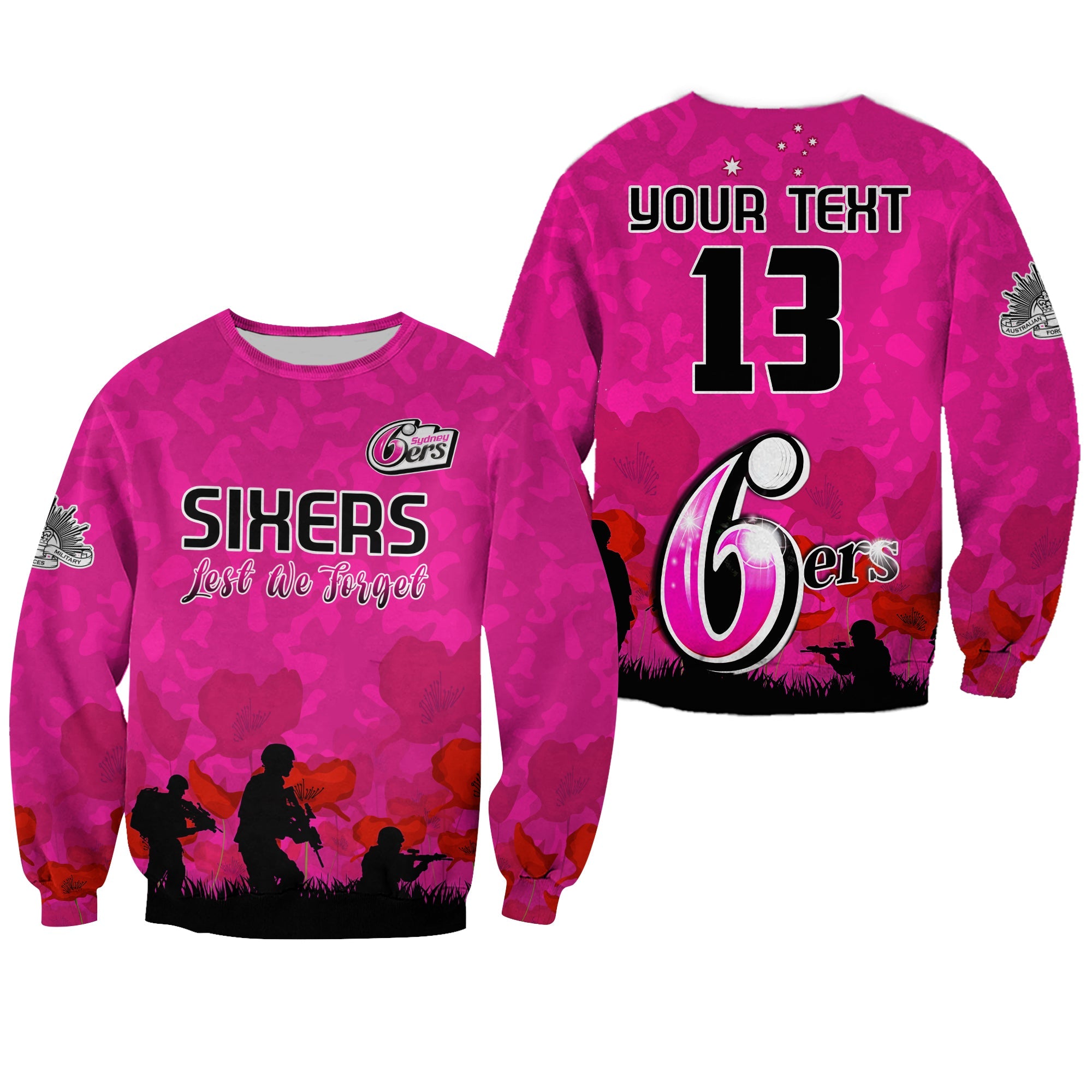custom-text-and-number-sydney-sixers-cricket-sweatshirt-anzac-day-camouflage-poppy-lest-we-forget