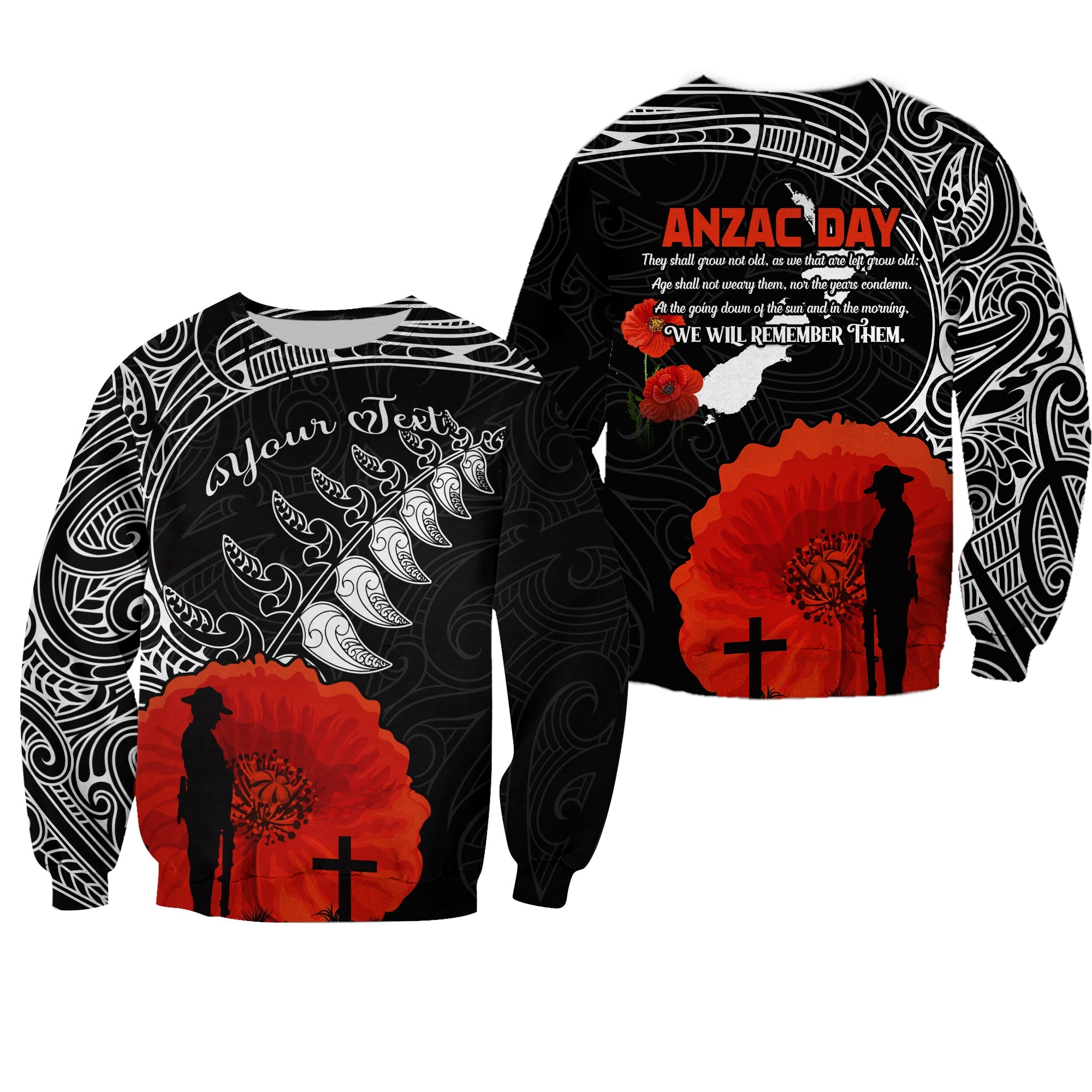 custom-personalised-new-zealand-anzac-2022-sweatshirt-maori-mix-fern-poppy
