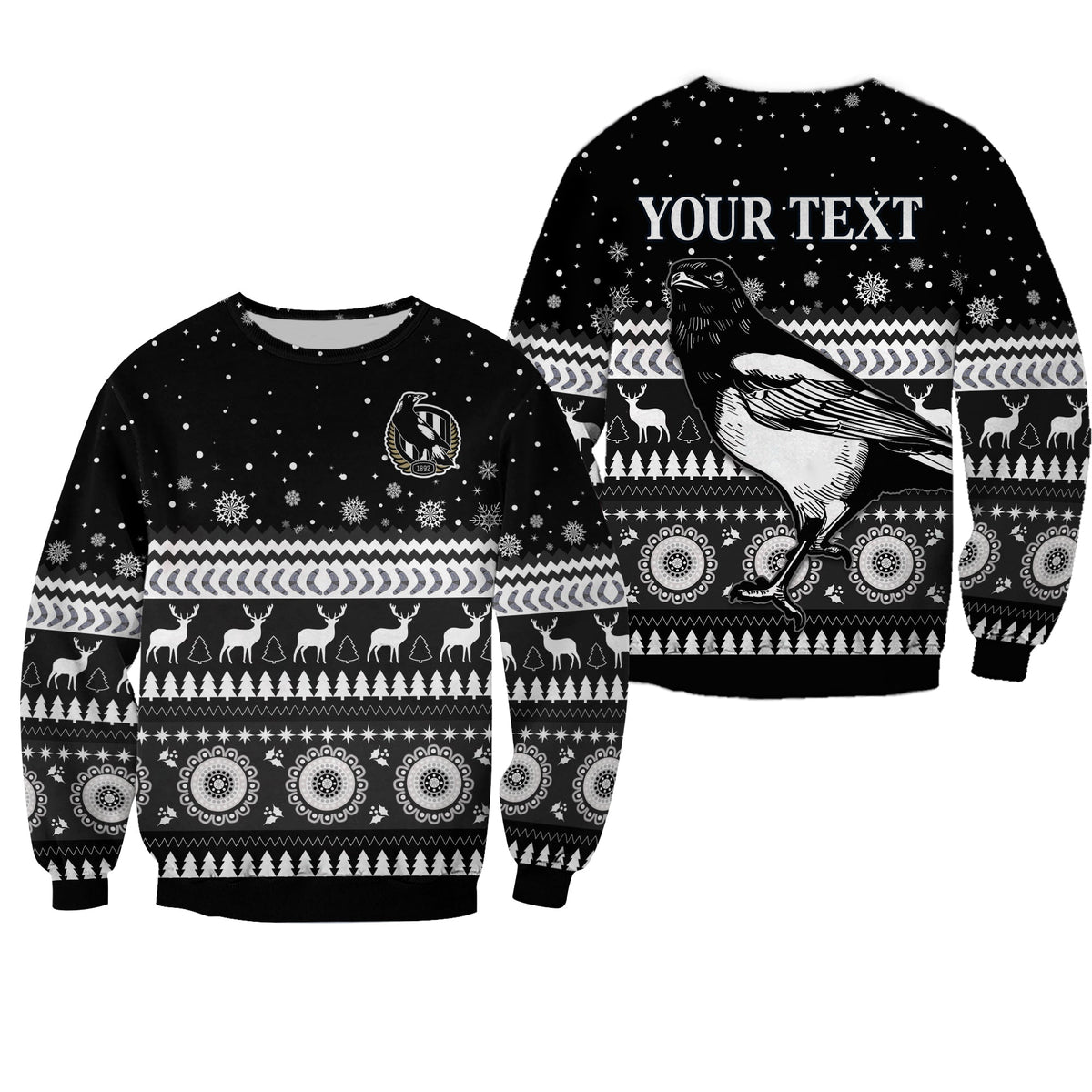 custom-personalised-magpies-christmas-sweatshirt-indigenous-collingwood-football