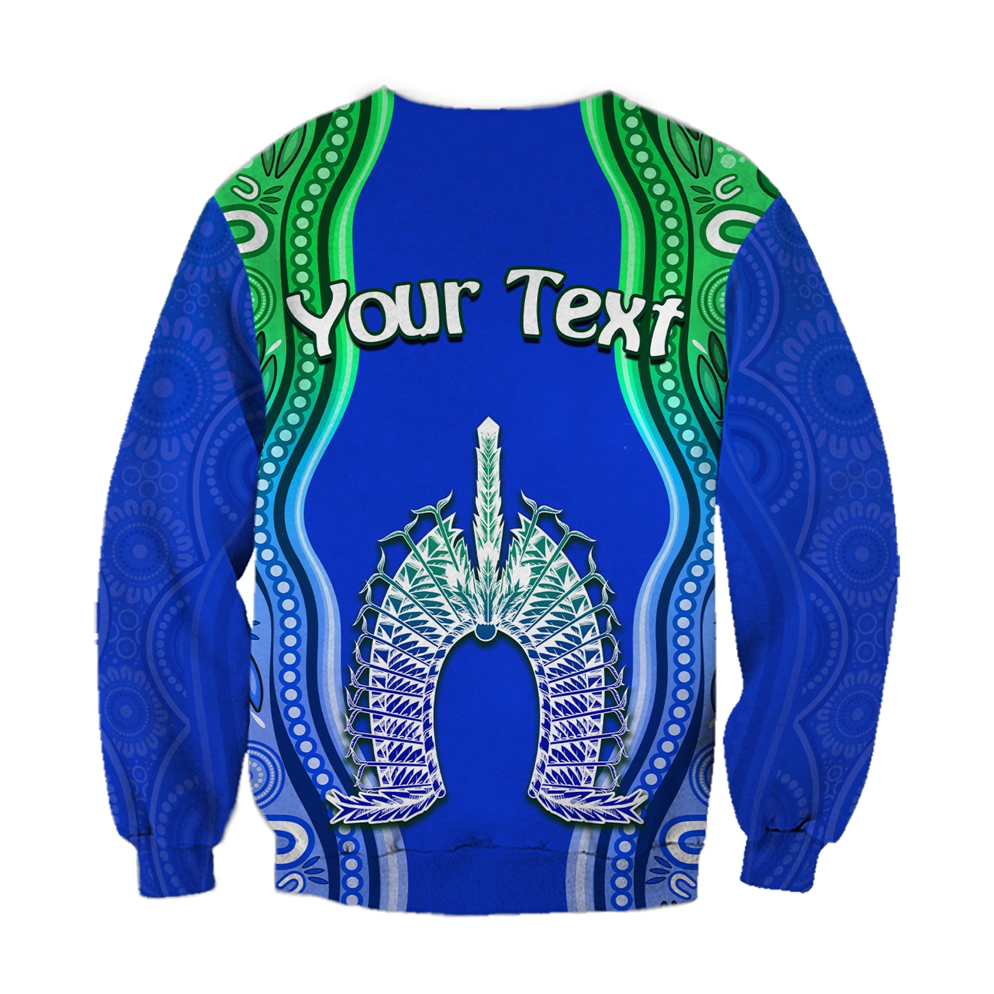 custom-personalised-torres-strait-islands-sweatshirt-the-dhari-mix-aboriginal-turtle-version-blue