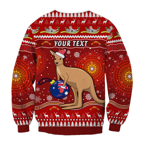 custom-personalised-australia-christmas-sweatshirt-aboriginal-kangaroo